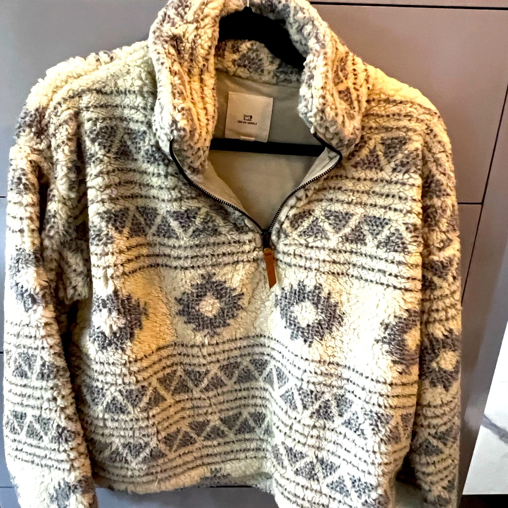 Fuzzy Zip Up Sweater